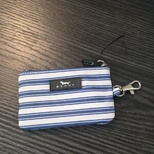 Scout Blue & White Striped Card Pouch with Clip